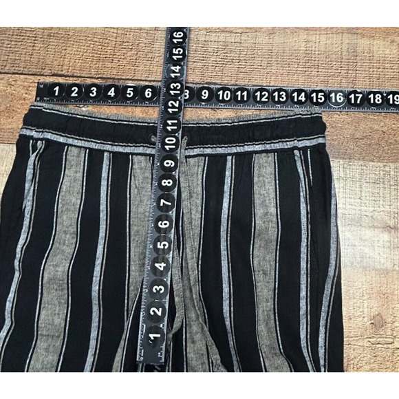Ann Taylor Pants Womens XS Black Stripe Actual 30X30 Linen Blend Wide Leg NWT - Picture 3 of 10